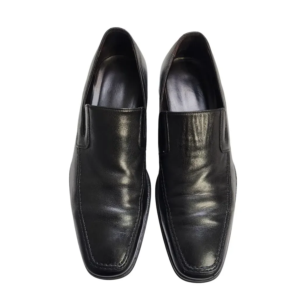 Monte Rosso Mens Lucca Nappa Leather Loafers Size 10.5 Black Leather Italy Dress